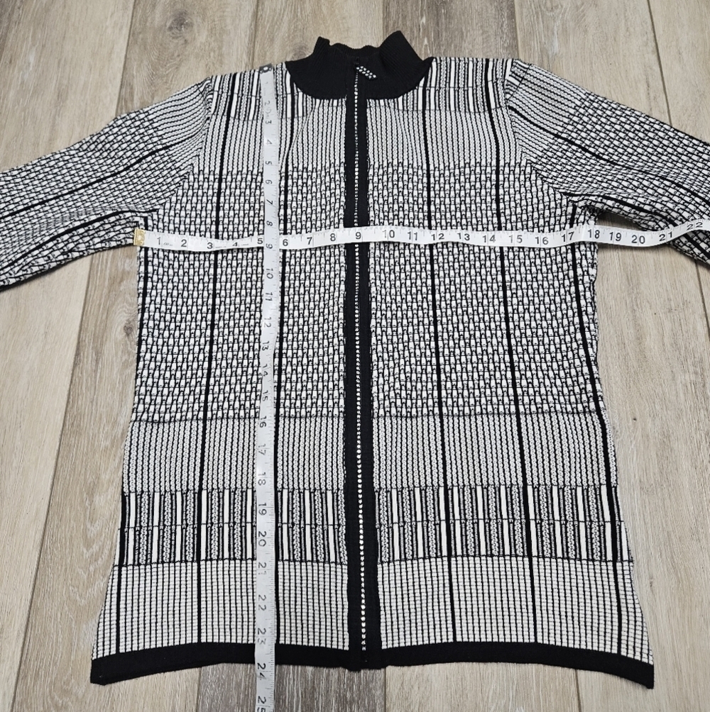 Belldini Vintage Y2K Rhinestone Zipper Cardigan Sweater Geometric Women's Large - Picture 2 of 8